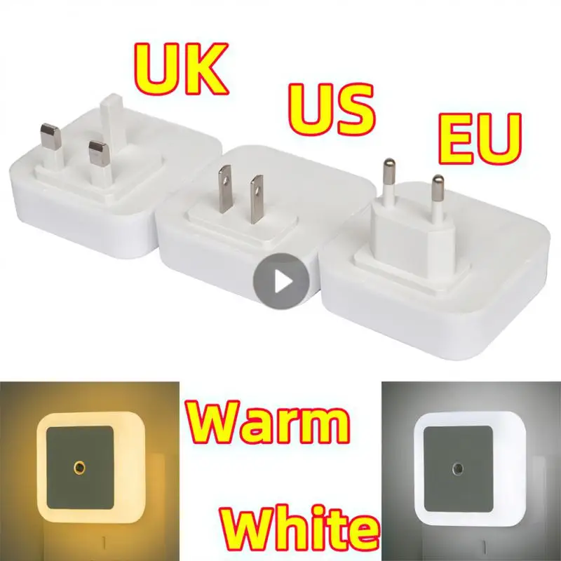 

1PC Mini LED Night Light Sensor Control In Wall Square Nightlight Lamp EU US UK Plug Led Lights Stairway Hallway Bedroom Light