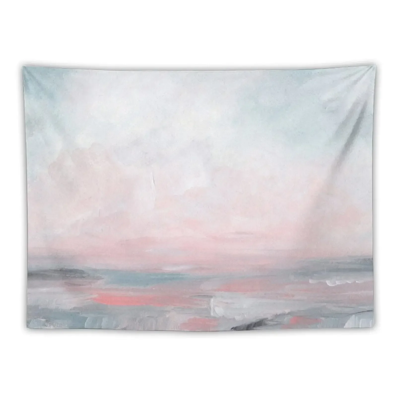 Stormy Seas-серый и розовый гобелен с морским пейзажем комнатный эстетический для