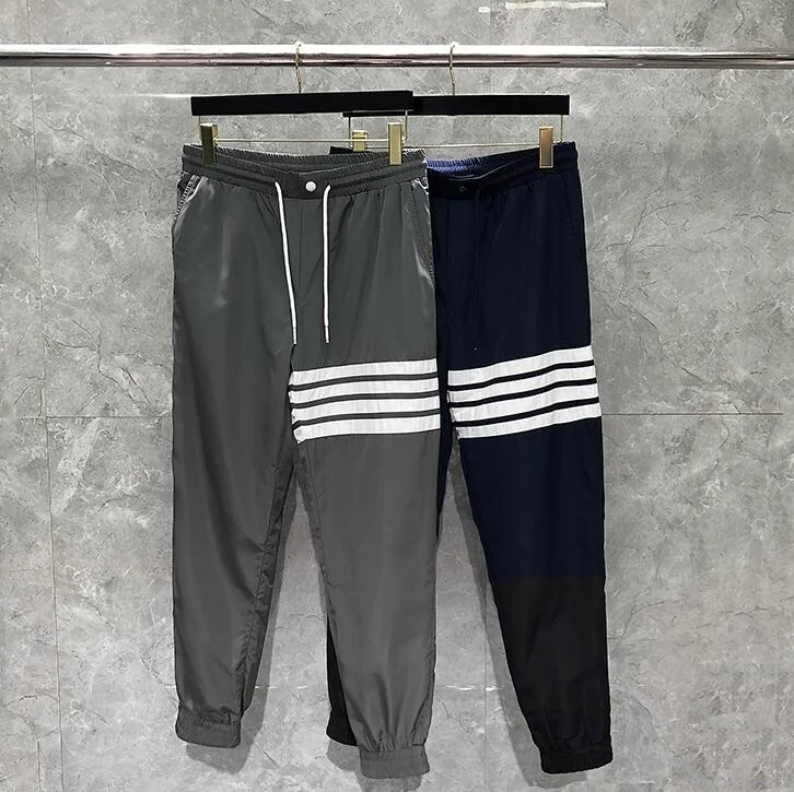 

TB THOM Fashion Brand Sweatpants Men Thin Casual Sports Trousers Panelled Tracksuit Bottoms Jogger Track Pencil Pants