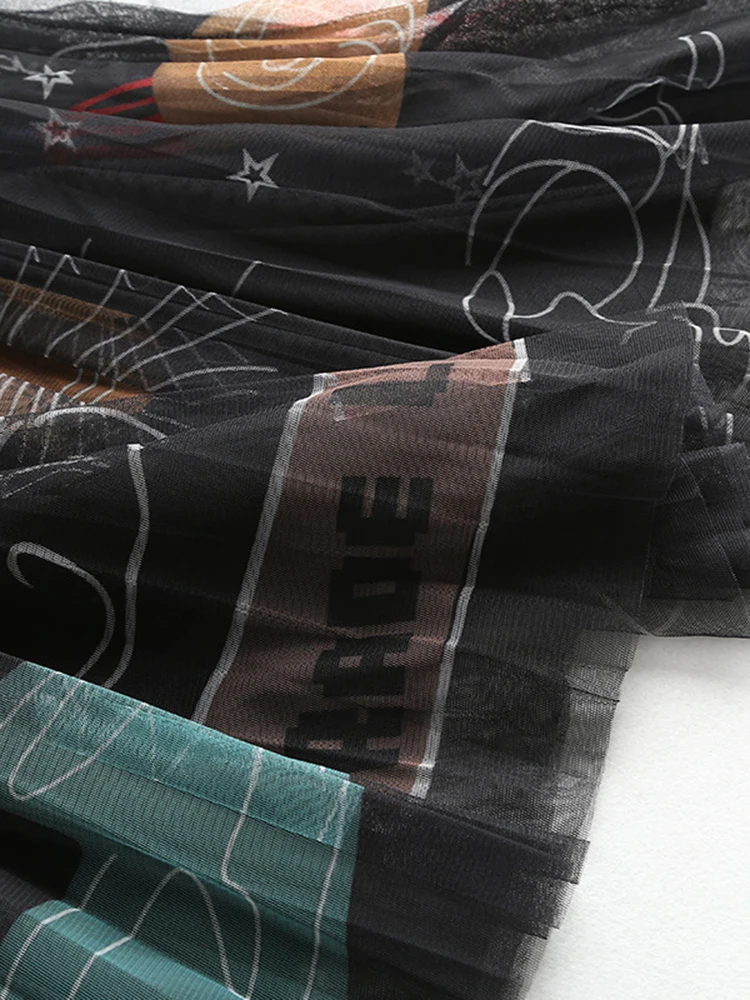 Юбка женская трапециевидная плиссированная средней длины с высокой талией SM1970 -