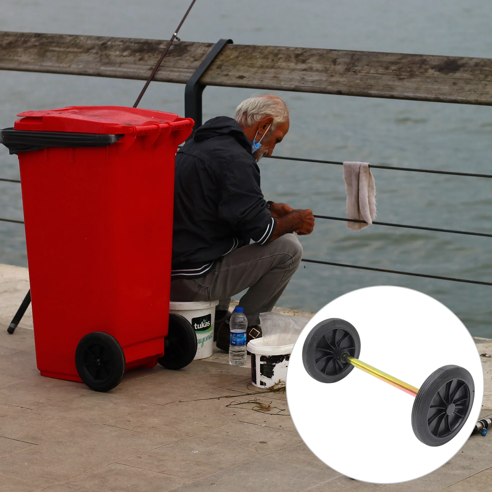 

Mini Garbage Can Trash Wheel Bin Accessories Outdoor Wheels Durable Pulley Repair Tools