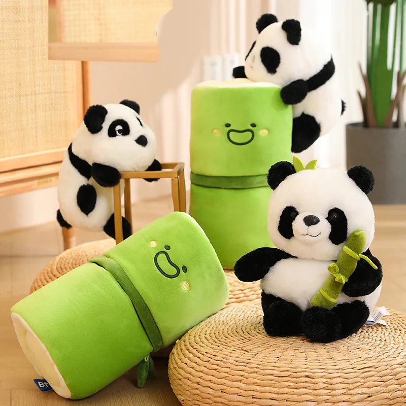 

25cm Bamboo Tube Panda Plush Toys Creative National Treasure Souvenirs Into Dolls Plushie Toys Doll Kawaii Peluche Children