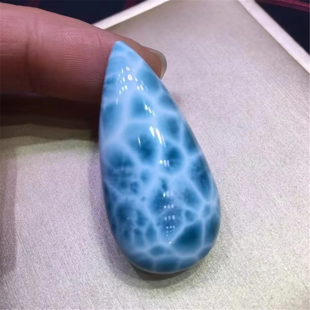 

Natural Blue Larimar Pendant Jewelry For Women Men Love 39x19x11mm Beads Dominica Water Pattern Gemstone Stone Crystal AAAAA