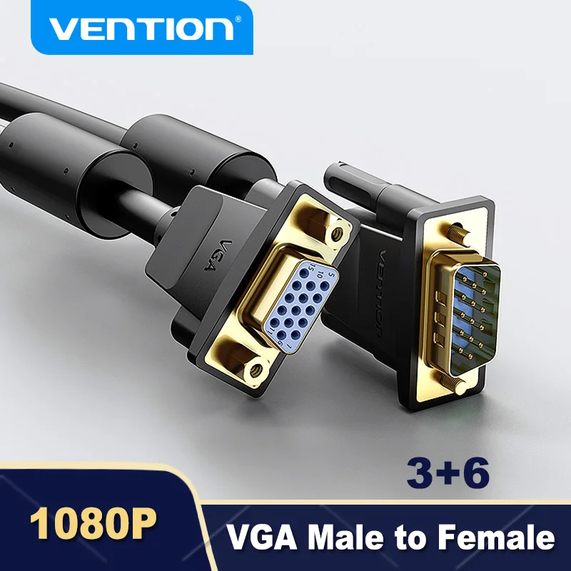 

Vention VGA Cable 3+6 1080P HD Data Male to Female Video Connection Extension Cable for Computer Projector Monitor