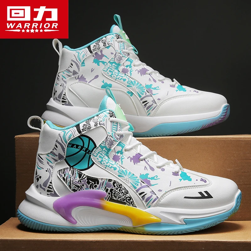 Fashion Printing Antiskid Sneakers High Top Lace-up Trend Gymnasium Sports Tennis For Men