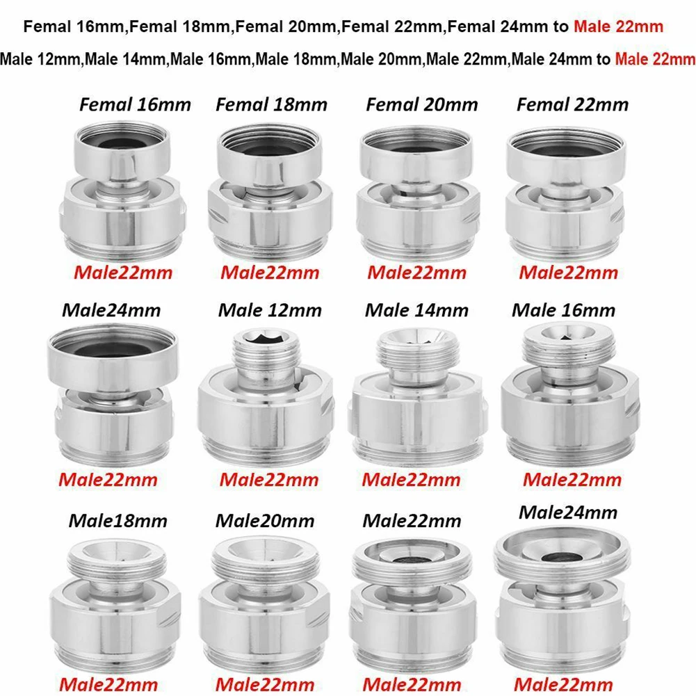 

360 Degree Adjustable Faucet Adapter Swivel Aerator Adapter Tap Aerator Connector Connect Hose Kitchen Faucet Fittings