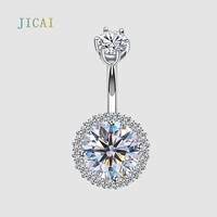 jicai 925 sterling silver belly piercing button body jewelry round zircon belly button rings for women wholesale lot c1784