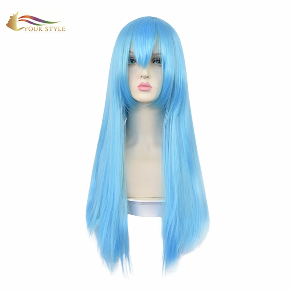 

YOUR STYLE AOTU Lemon Cosplay Wigs Blue Synthetic Long Straight Wigs Anime Long Straight Costume Wig Halloween Wigs Long Girls