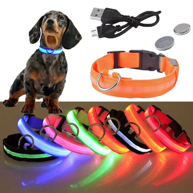 

NEW2023 USB Rechargeable Pet Dog LED Glowing Collar Luminous Flashing Necklace Outdoor Walking Night Safety Supplies