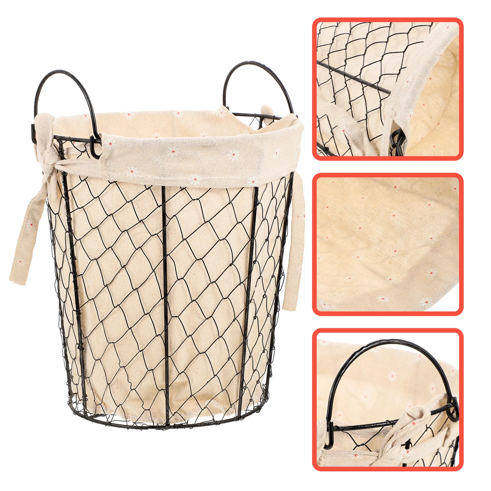 

Basket Storage Wire Baskets Laundry Metal Hamper Clothes Bins Box Dirty Nursery Shelf Liner Round Utility Bin Open Toy Mesh Iron