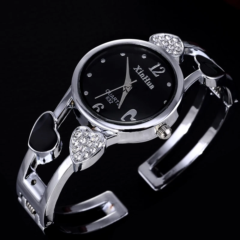 

Women Bangle Watch Quartz Fashion Silver Color Crystal Stainless Steel Luxury High Quality Xinhua Wristwatches Mujer Relogios