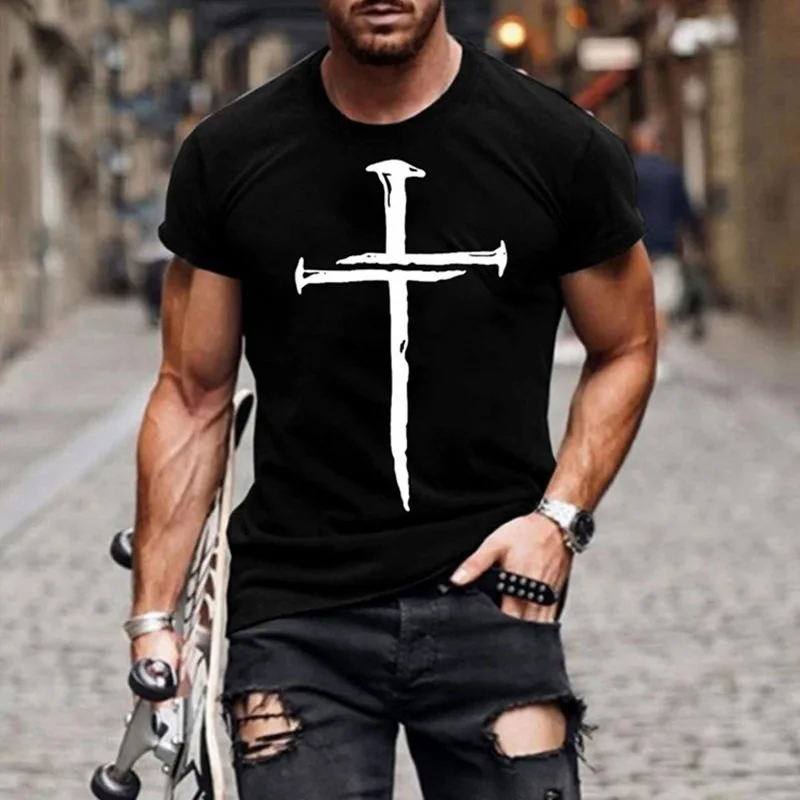 

Summer Men's Oversized Retro Short-Sleeved T-Shirts Fashion Harajuku Ethnic 3D Printed O-Neck T-Shirt Camiseta Mujer Streetwear