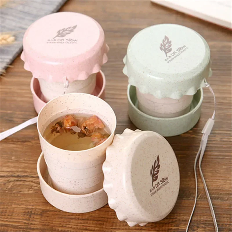 1Pcs Water Cup Portable Grass Wheat Retractable Folding Coffee Travel Outdoor Sports Mini Compression