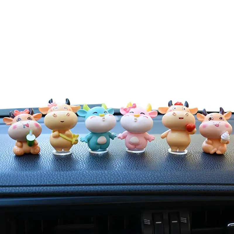 

Dashboard Toys Decorations 6pcs Chinese Ox Animal Figures 5x3cm PVC Figure Dolls Birthday New Year Easter Christmas Gifts For