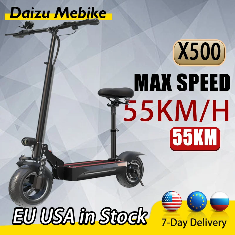 

X500 Electric Scooter 1200W 48V Single Motor Scooter Electric 55KM E Scooters 55KM/H Foldable Scooter with Seat Waterproof