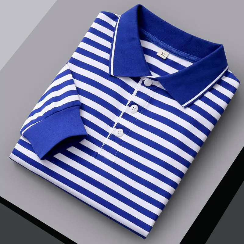 

Модные рубашки поло в морскую полоску, новинка, 100% хлопок, Сейлор Telnyashka, длинные рукава с пушистыми полосками, Мужская футболка, бретонский Т...