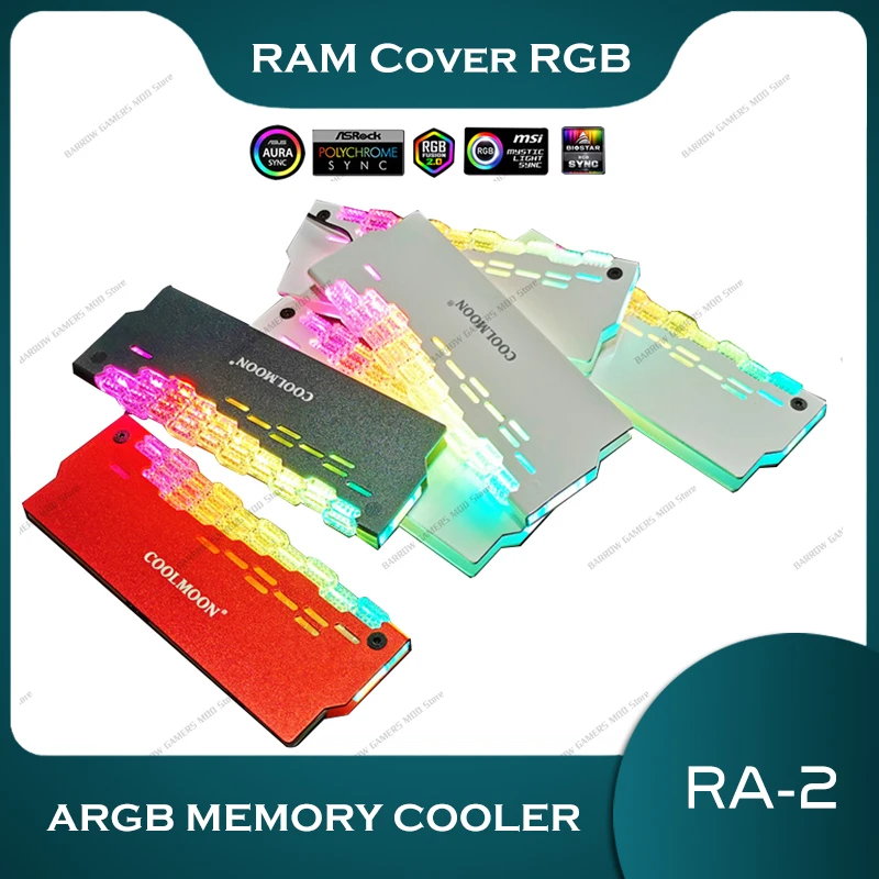 

Cool Moon RA-2 Aluminum RAM Heat Sink Radiator ，5V ARGB Memory Cooler For DDR DDR3 DDR4 Desktop PC Case Memory RAM Cooling Vest