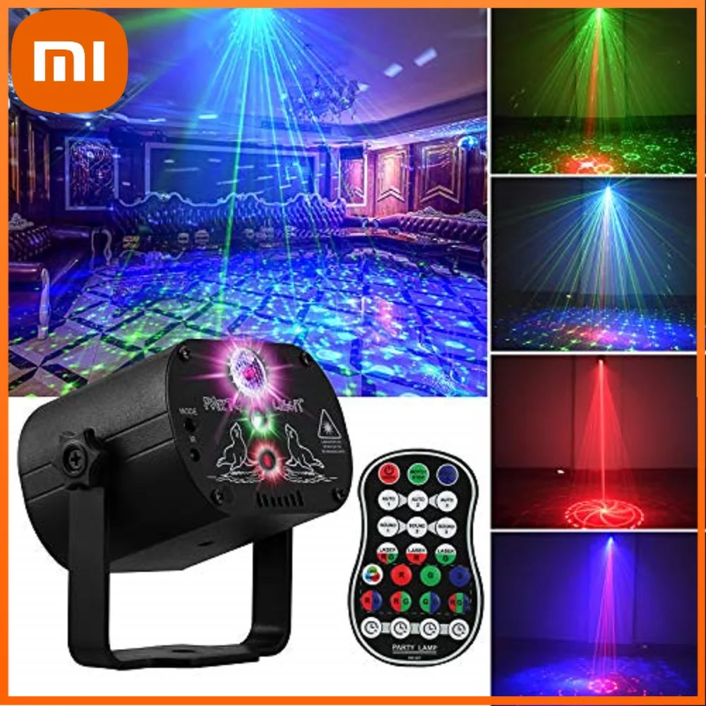 

Светодиодные RGB-лампы Xiaomi DJ 98 узоров, лазерный прожектор с музыкой, активацией звуком, стробоскоп для вечеринки, для дома, танцпола, клуба, ба...