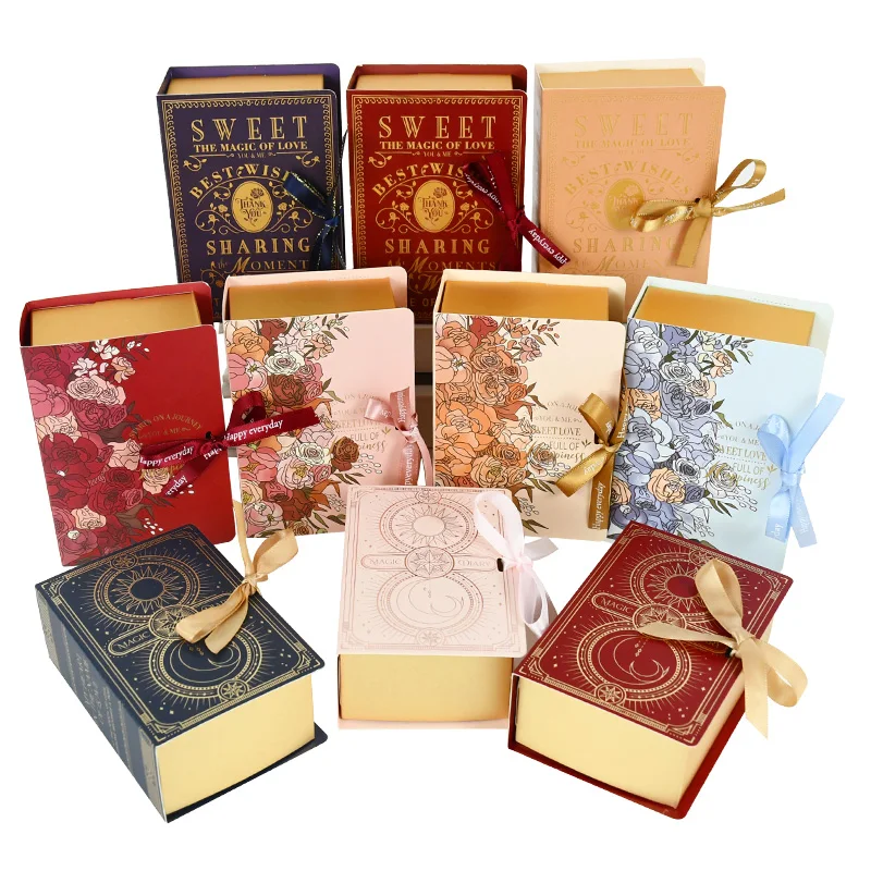 

5pcs Magic Book Shaped Candy Box Flower Candy Chocolate Paper Boxes Gift Packaging Wedding Birthday Party Baby Shower Decoration