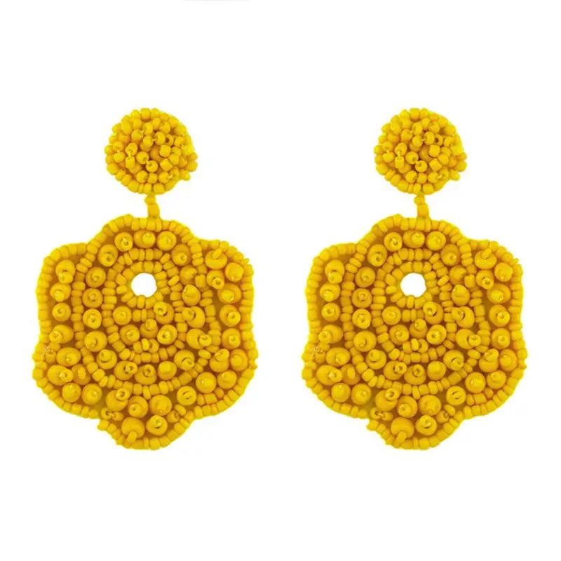 

for Creative Beaded Tassel Flower Hoop Earrings Fashion Simple Chandelier Ear Decor for Women Beautiful Dangle Decoratio