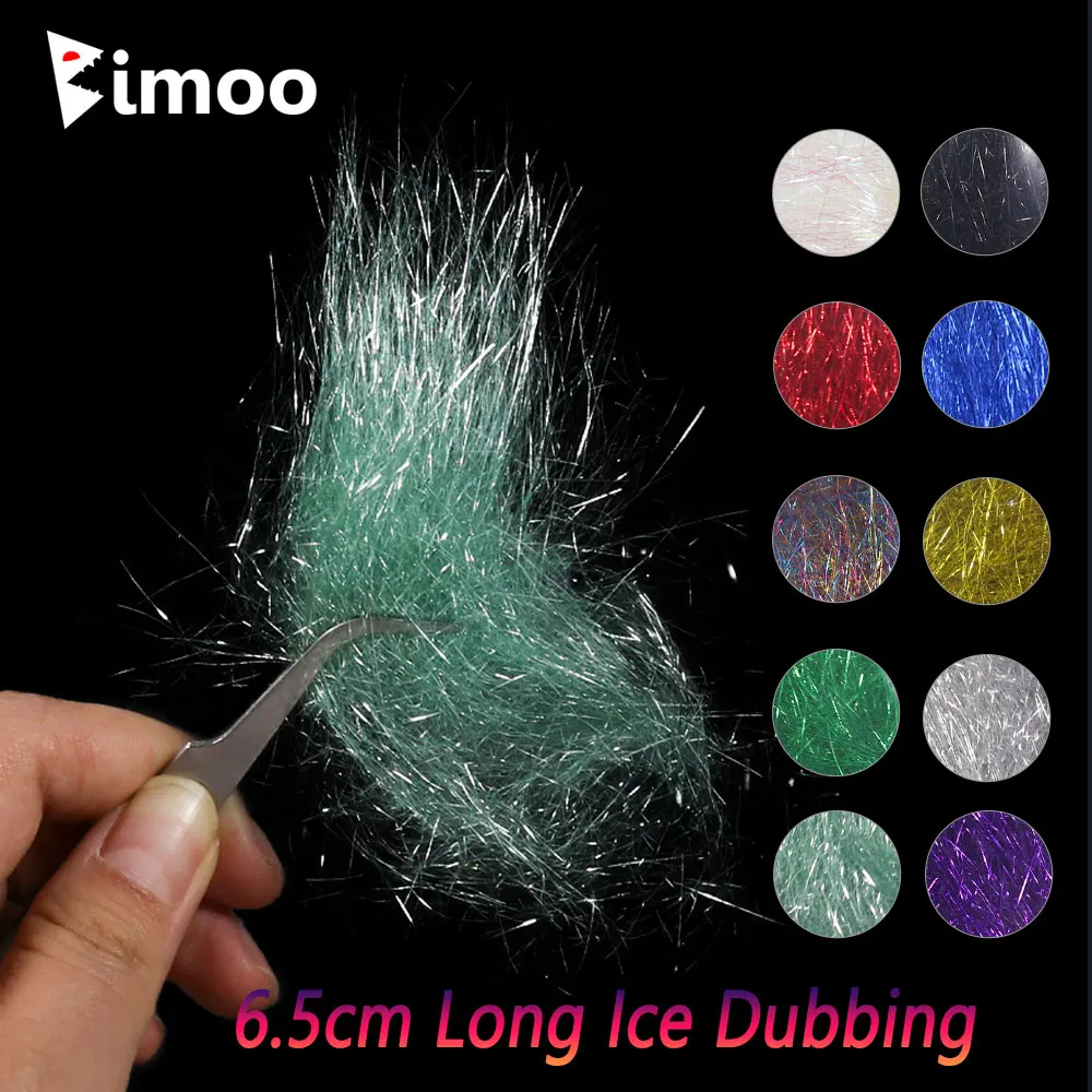 

Bimoo 2Packs 6.5cm/2.56" Long Ice Dubbing Synthetic Fibers Baitfish Stearmer Shimmer Thin Ice Wing Fly Tying Material 10 Colors