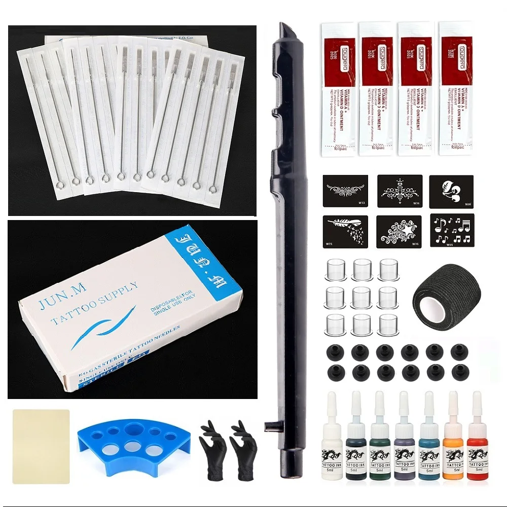 

Professional Poke Stick Tool Kit DIY Tattoo Needle Stick Poke Ink Body Art 3D Hand Poke and Stick Tattoo Beginners Practice Set