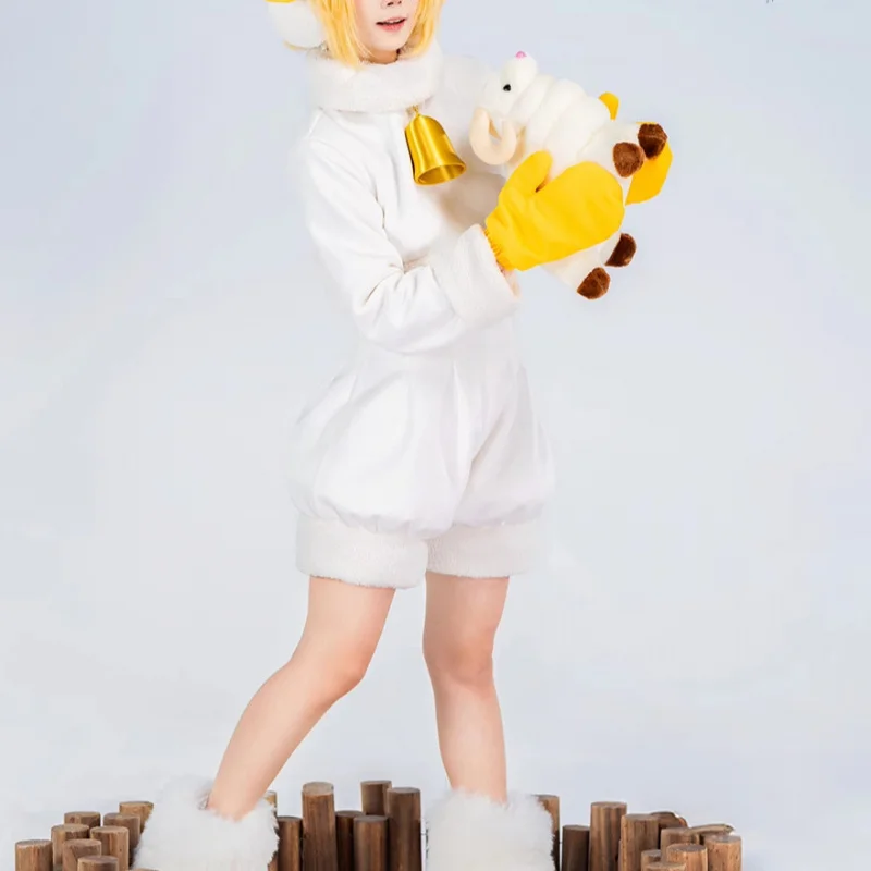 Фото Cardcaptor Sakura Kinomoto Sakura Косплей Зимняя овечья форма Хэллоуин Карнавал Вечеринка Рождественская игра Ролевая одежда Одежда №1