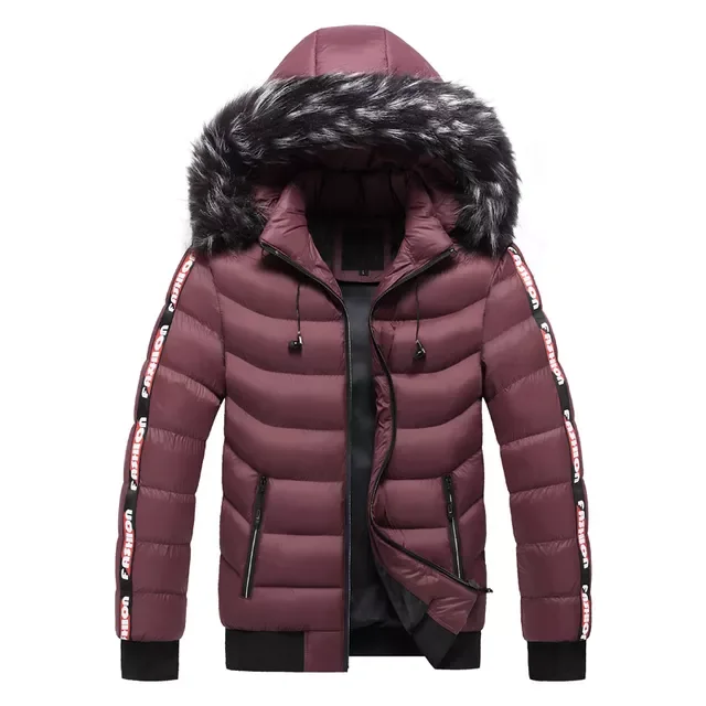 

2023New New Mens Hooded Thick Coat Winter Autumn Mens Casual Warm Windproof Jacket Fashion Fur Collar Hat Parkar Male MT029