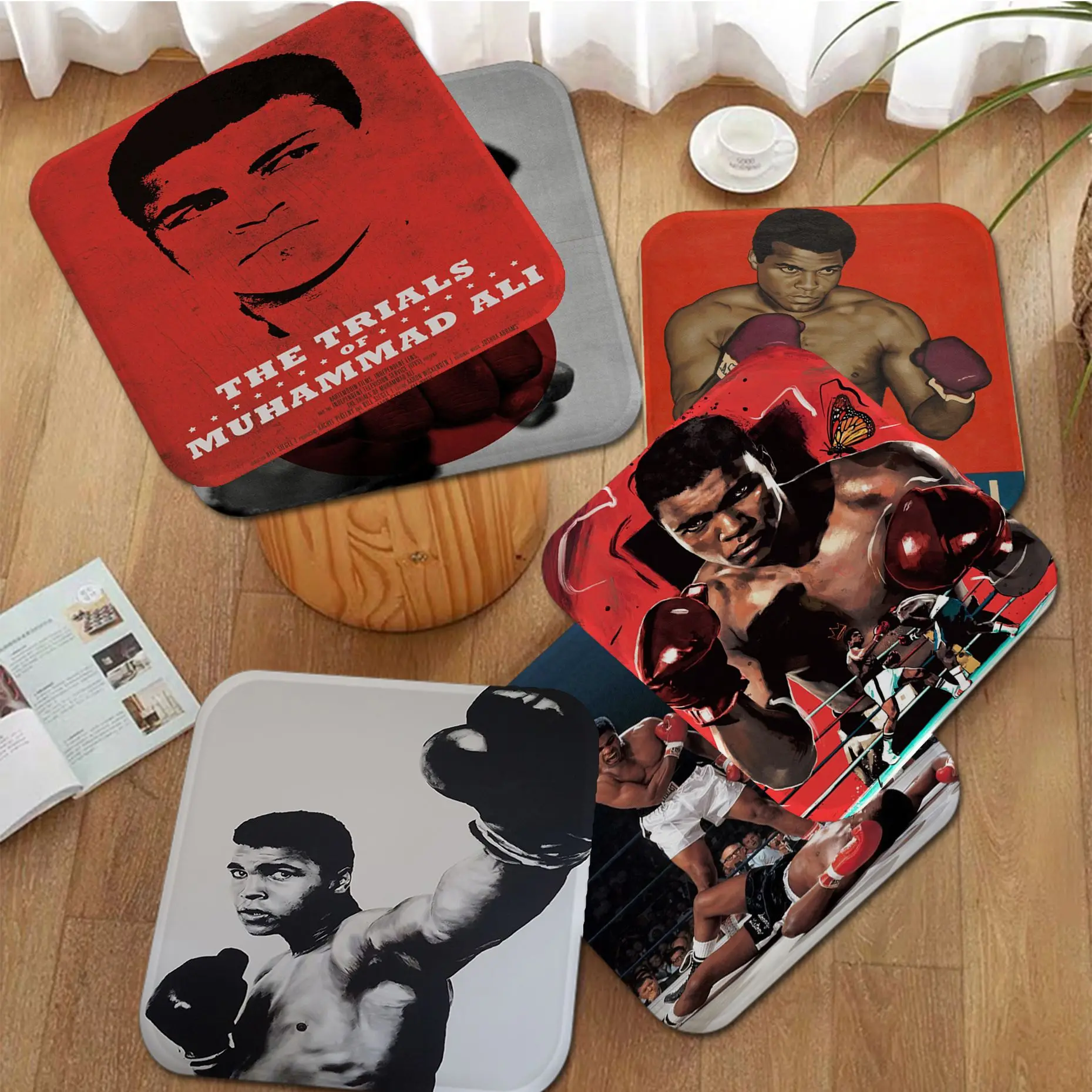

Boxer Muhammad Ali Square Seat Cushion Office Dining Stool Pad Sponge Sofa Mat Non-Slip Stool Seat Mat
