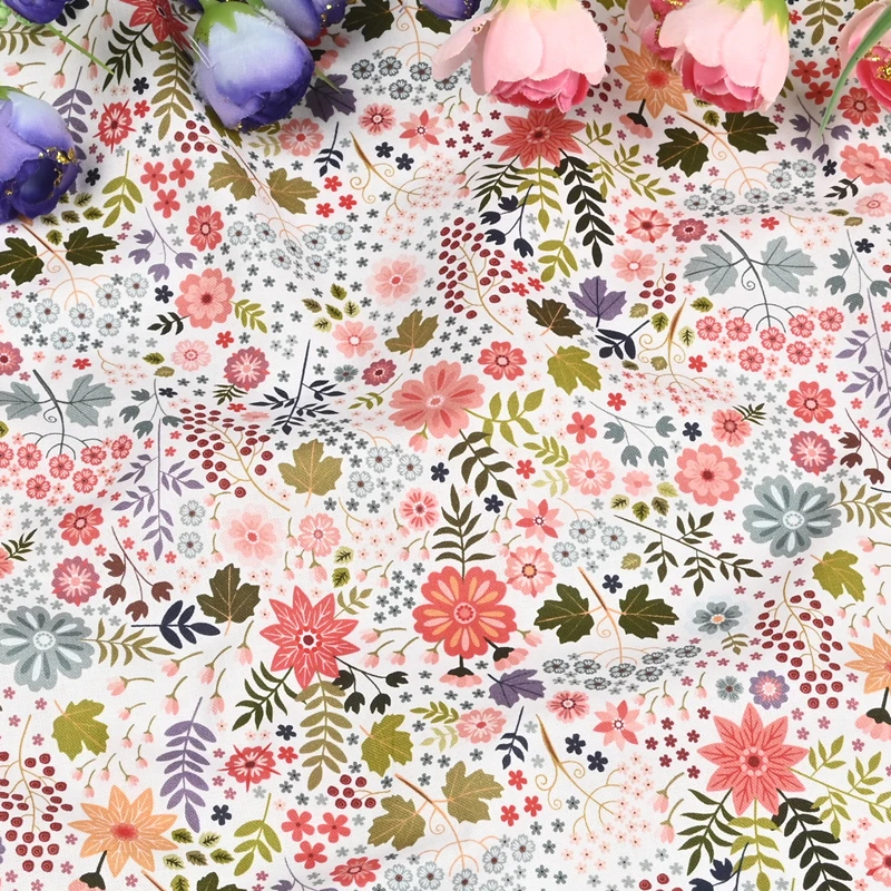 

Half Yard 100% Cotton Plain Fabric With Pastoral Wind Little Flower Print Handmade DIY Garment Dress Bag Children Cloth CR-1597