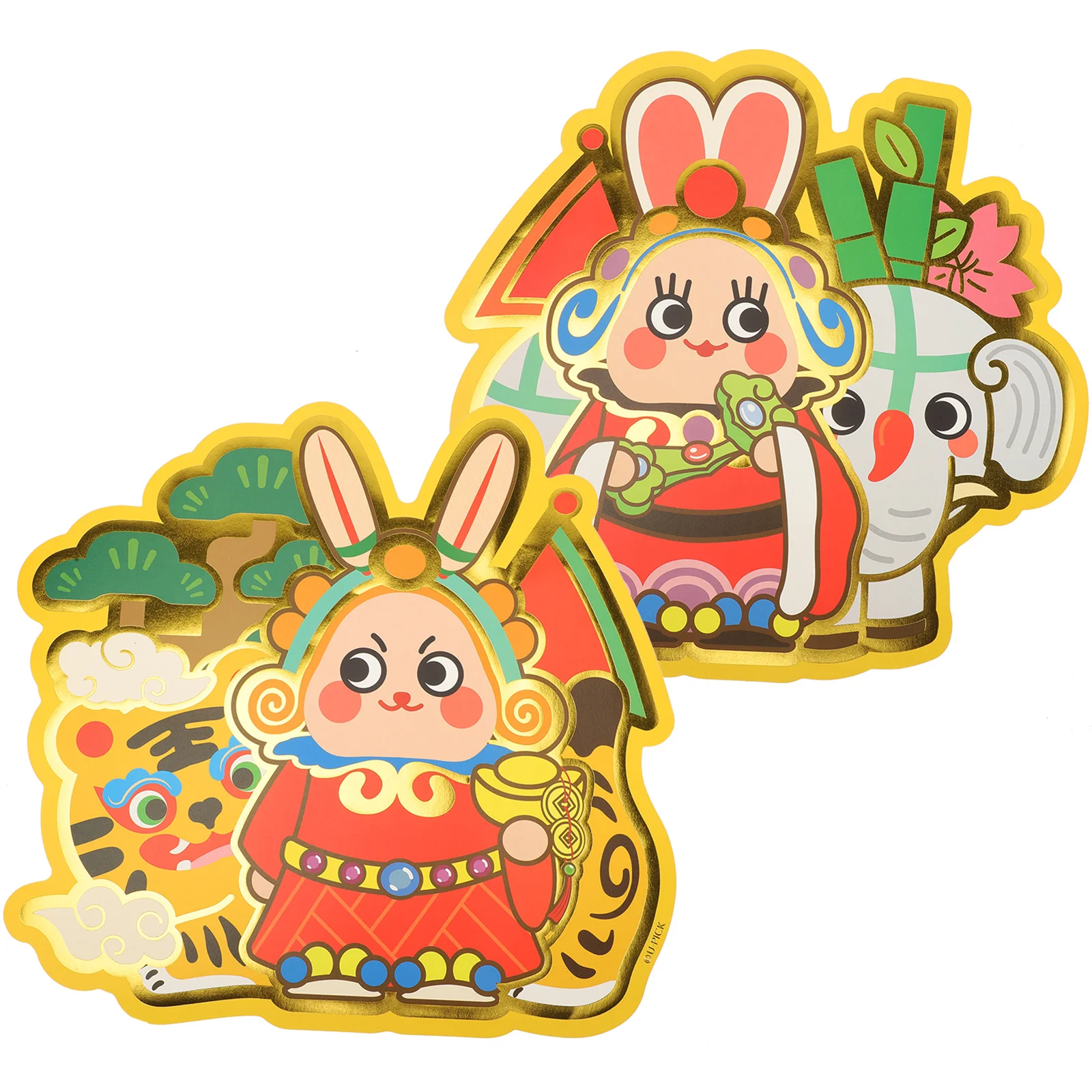 

Year Rabbit Stickers Door Chinese New Clings Festival Spring Window Decals Sticker Traditional Decoration Decal Set Character