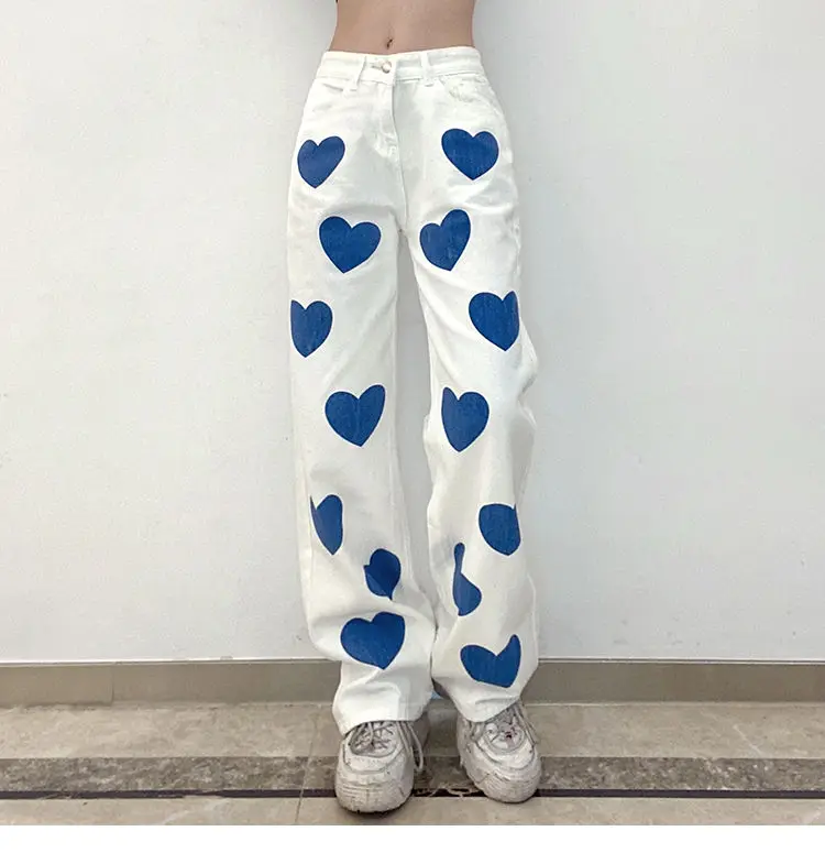 

Женские прямые брюки с принтом в стиле панк