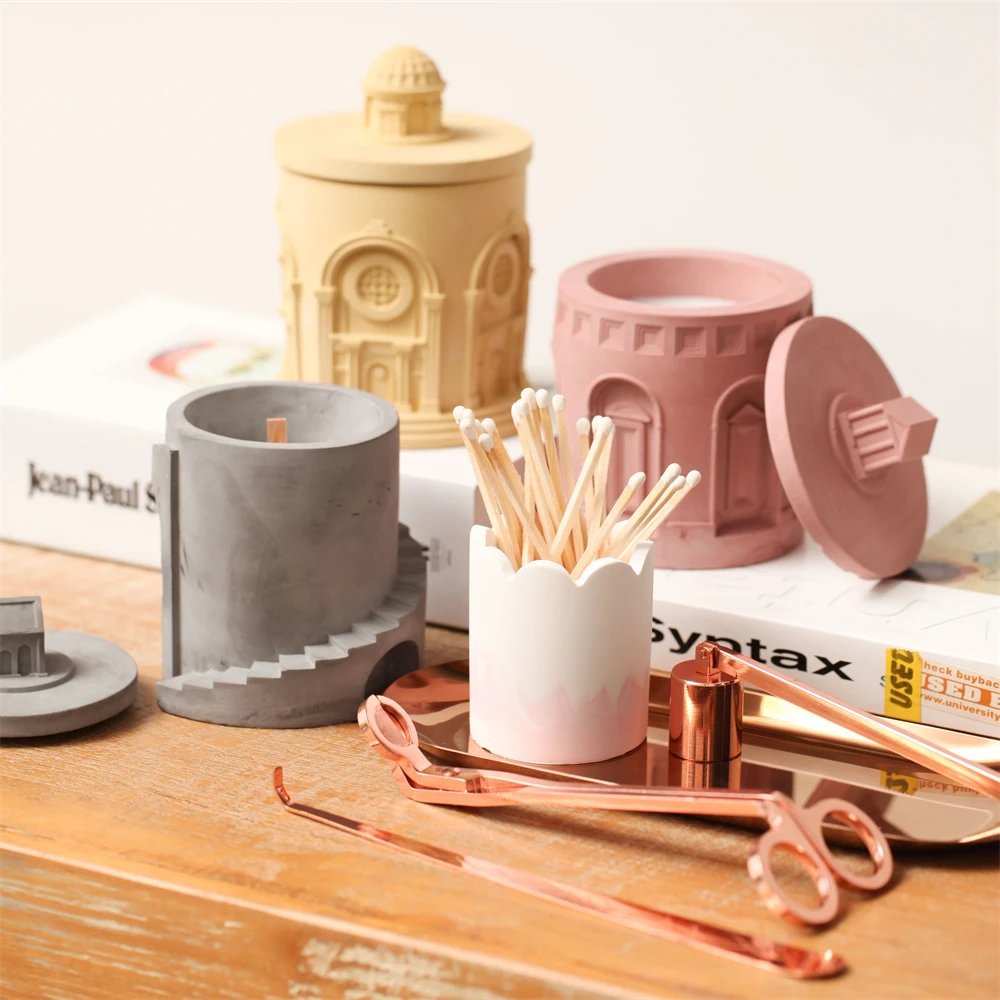 

Silicone Mold kit Architectural Candle Jar Silicone Mold Matchstick Holder Plaster Mold Candle Container Accessory Home Decors