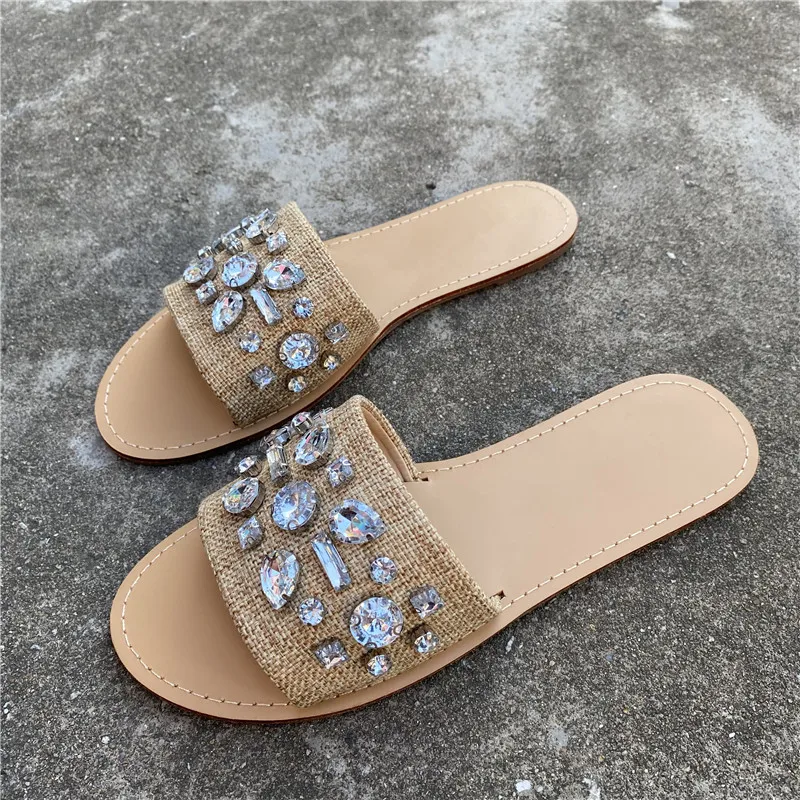 

Shoes Woman 2022 Slippers Casual Rubber Flip Flops Low Glitter Slides Pantofle Luxury Hawaiian Flat Jelly New Summer Cane PU Cry