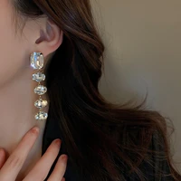new bohemia long tassel crystal drop earrings for women geometric rhinestones dangle earrings jewelry party gift