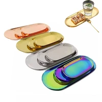 the nordic ins gold oval european style jewelry tray stainless steel plate metal desktop receive dish home decor storage