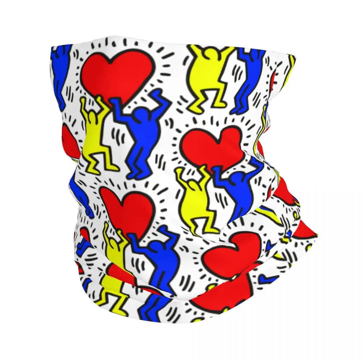 

Haring Abstract Dance Bandana Neck Warmer Men Women Winter Ski Hiking Scarf Gaiter Keith Geometric Graffiti Art Face Cover