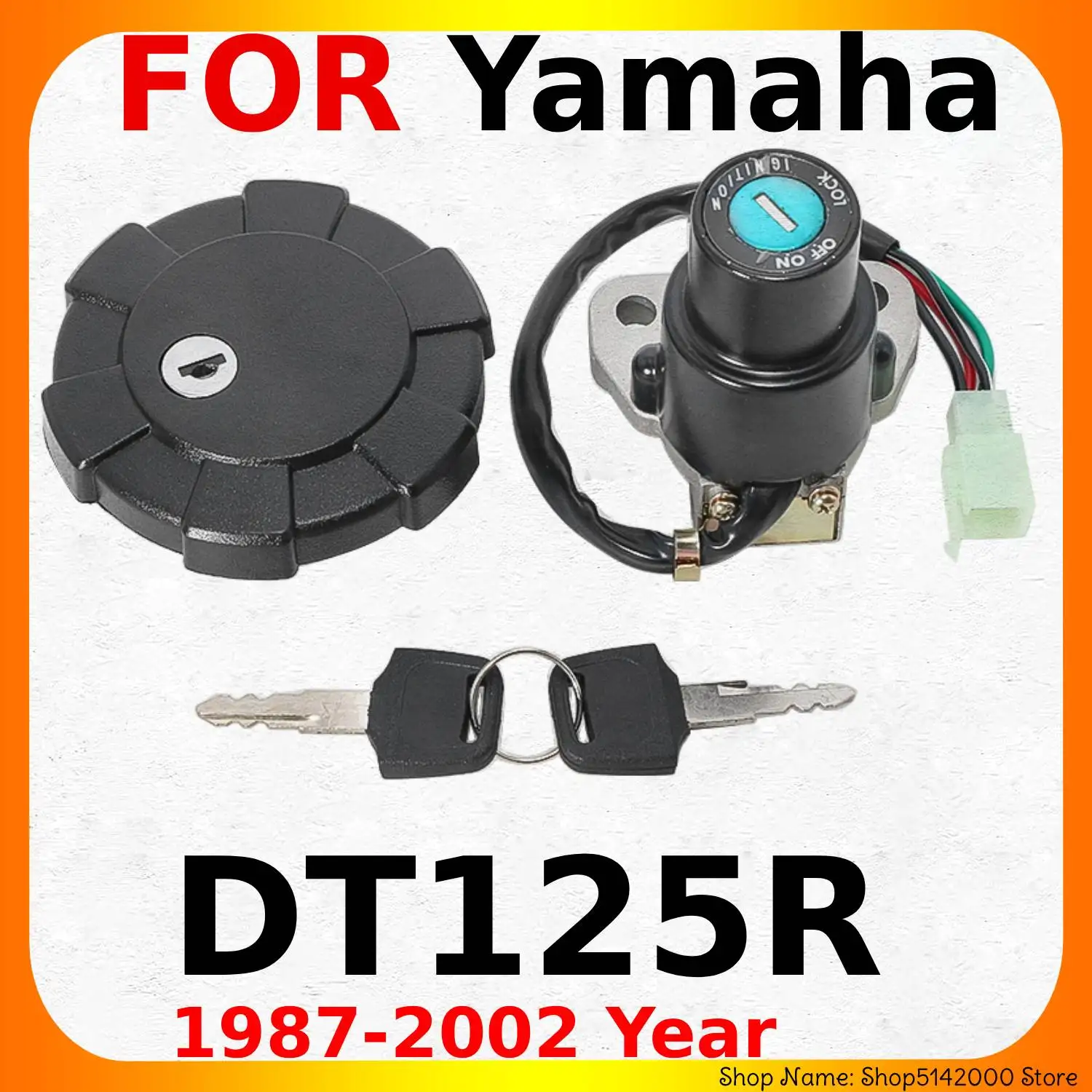 Фото Комплект ключей зажигания и крышки топливного бака для мотоцикла Yamaha DT125R 1987-2002 годов выпуска 55V-82501-00 3LY-82501-00 3RM-82510-00 34X-82025-01 №1