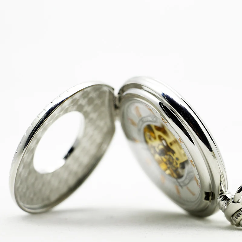 Star Surrounding Mechanical Pocket Watch Vintage Roman Numeral Display with Chain Pendant Unisex Student Gift