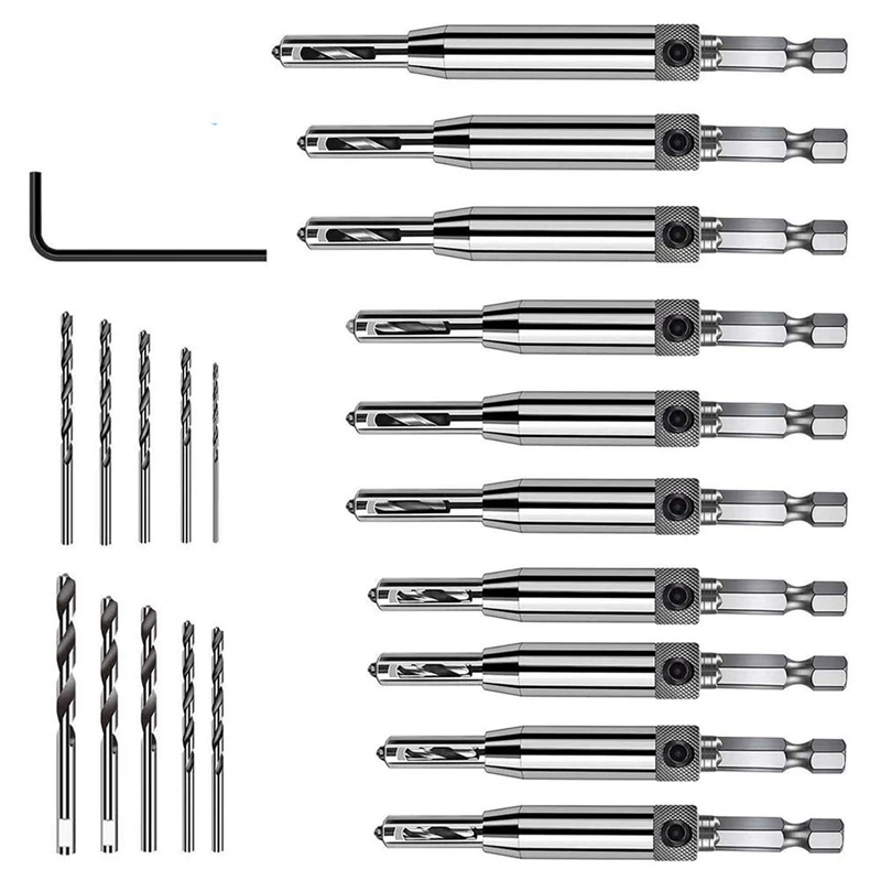 21-Piece Hinge Punch Drill Set, Self-Centering Hinge Punch 5/64 Inch 9/64 Inch 11/64 Inch13/64 Inch 5Mm 1/4 Inch