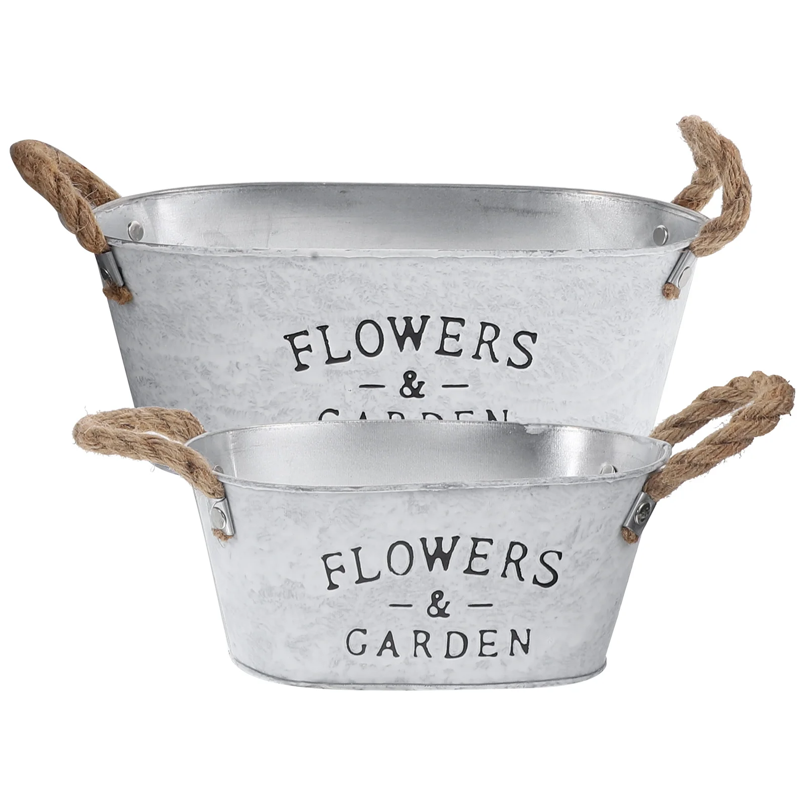 

2 Pcs Vintage Metal Retro Decor Flowerpot Vase Adornment Fresh Bucket Iron Party Office