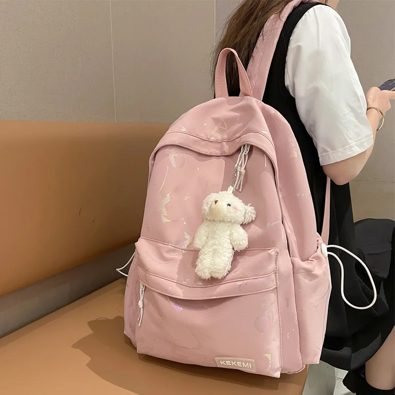 

Нейлоновый женский рюкзак с яркими буквами, однотонная дорожная сумка для женщин, простая школьная сумка для кавайных девушек, милые дамски...