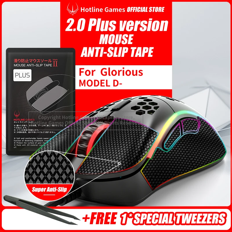 

Hotline Games 2.0 Plus Mouse Anti-Slip Grip Tape for glorious model d minus Grip Upgrade,Moisture Wicking,Pre Cut,Easy to Apply