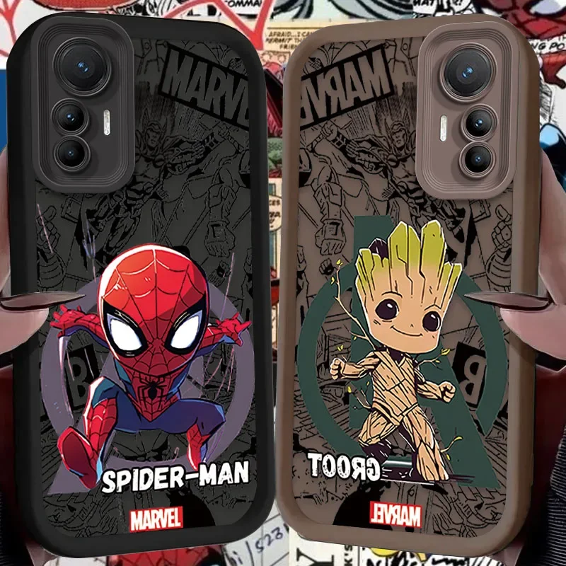 Чехол Marvel Spider Man для Xiaomi 14T 13T 12T 11T 13 12 11 Lite 5G NE POCO X6 X5 F6 F5 F3 X4 GT X3 NFC M5S C65 M6 Pro 4G Cover