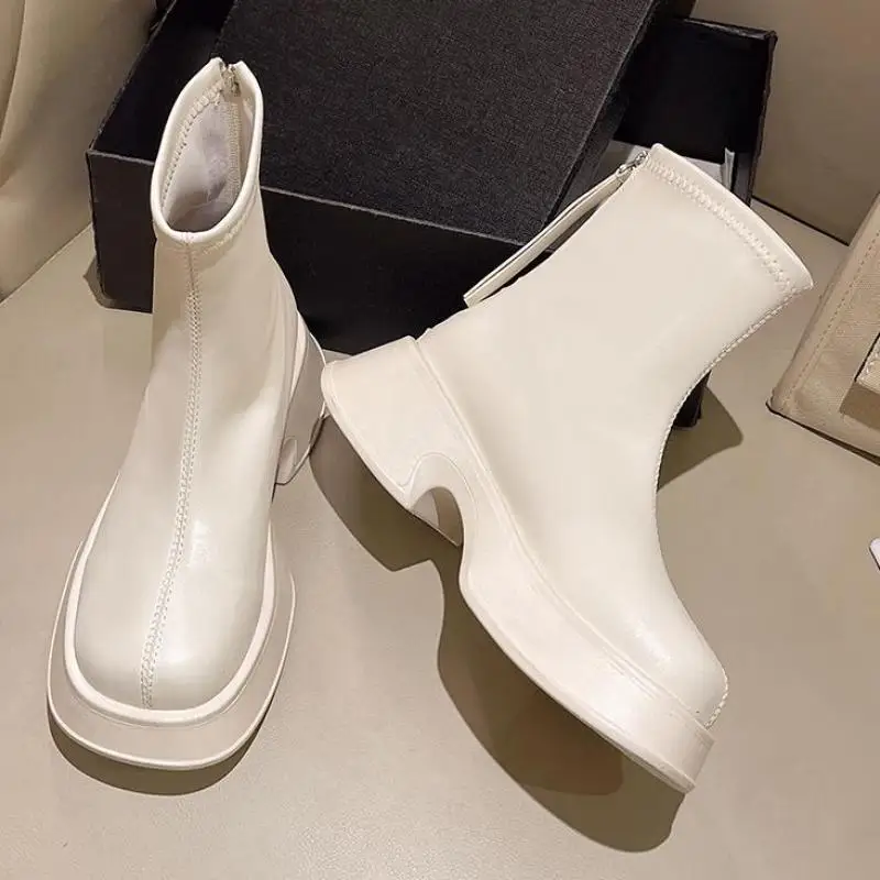 

Женские кожаные ботинки челси в британском ретро стиле, Модные ботильоны с круглым носком, обувь Ytmtloy 2023 на квадратном каблуке, женские боти...