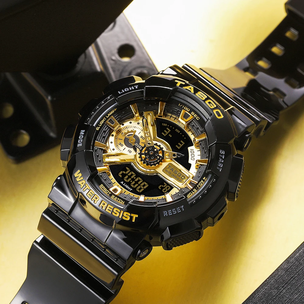 TASGO Digital Watch Men's Sports Watch, Military Digital Double Display Waterproof, Fashion Tactical Watches for Men