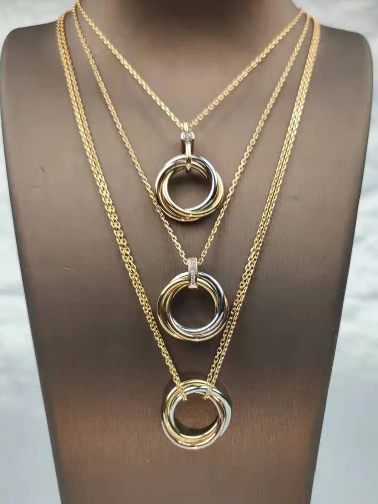 

Классическое трехцветное ожерелье из серебра 925 пробы с золотым покрытием в европейском и американском стиле, женская модная трендовая бре...