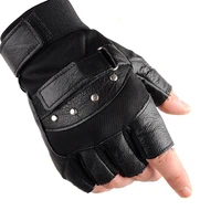 kuyomens men genuine leather tactical gloves with line wrist half finger glove bicycle fitness unisex adult mittens sport gloves