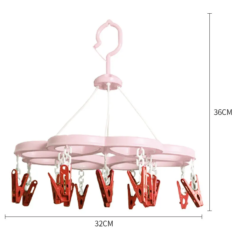 

CHAHUA Clothes Hanger With Clips Circular Clothes Hanger Socks Hanger 16 Clips Socks Hanger Hanger Multi Heads Windproof