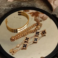 stainless steel gold plated chain bracelet women ring charm cuff crystal snake bague jewelry fashion luxury brand classic